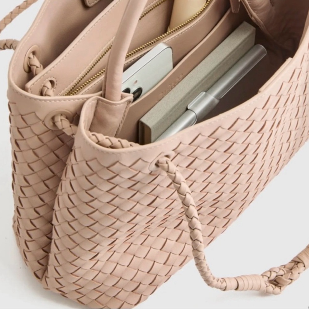 Large Quince Beige Woven Tote/Shoulder Bag - Taupe - Picture 4 of 13